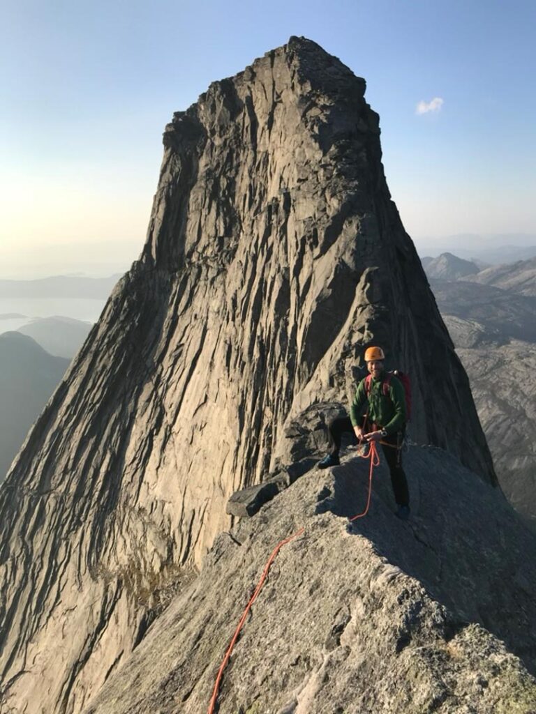 Climber on Stetinds ridge.