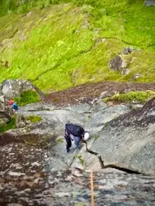 Klatring i Lofoten under 5 ukers klatrekurs.