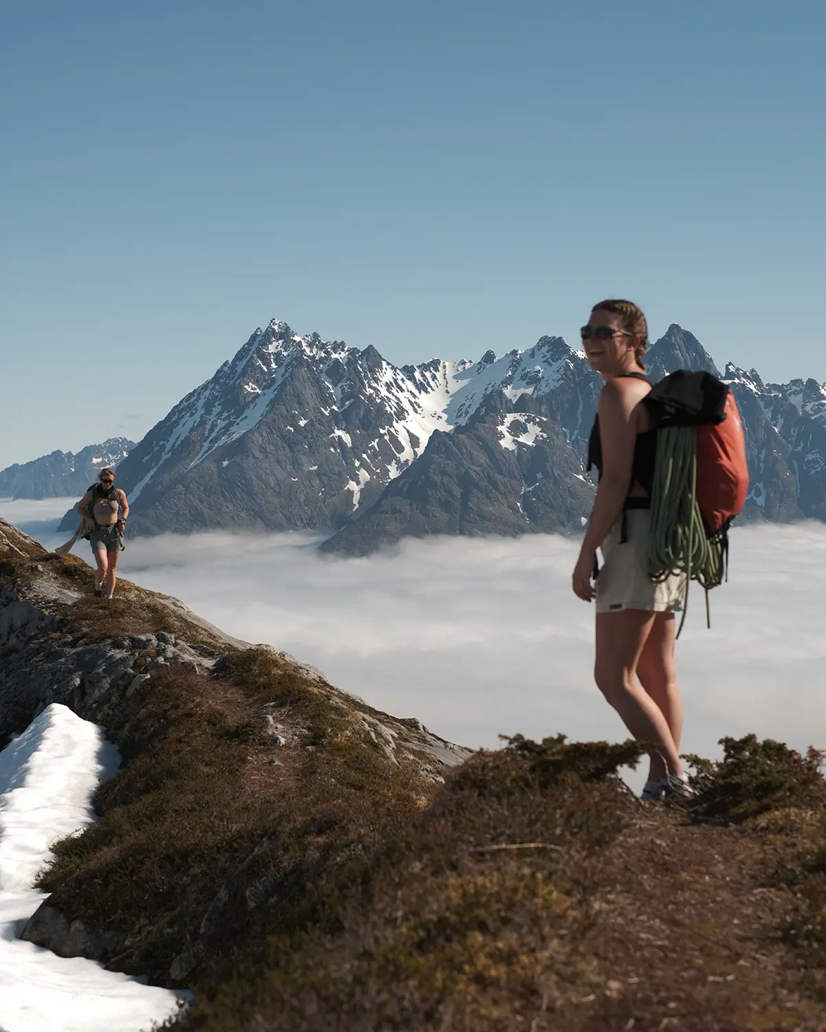 Climbers on Lofoteggen, Lofoten.