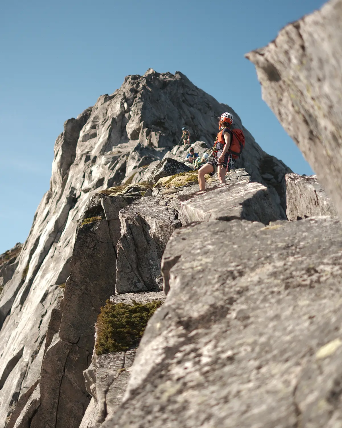 Climbers on Lofoteggen, Lofoten.